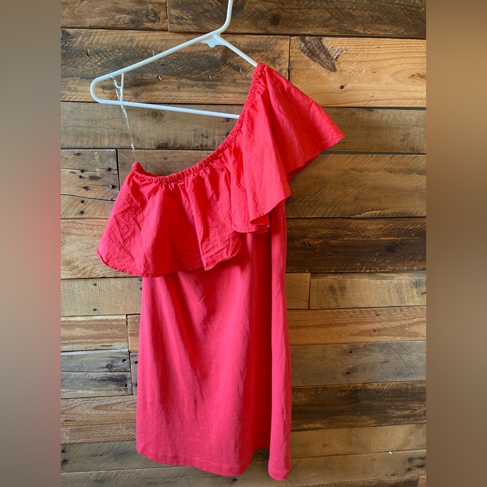 Pink/Orange Off the Shoulder Dress